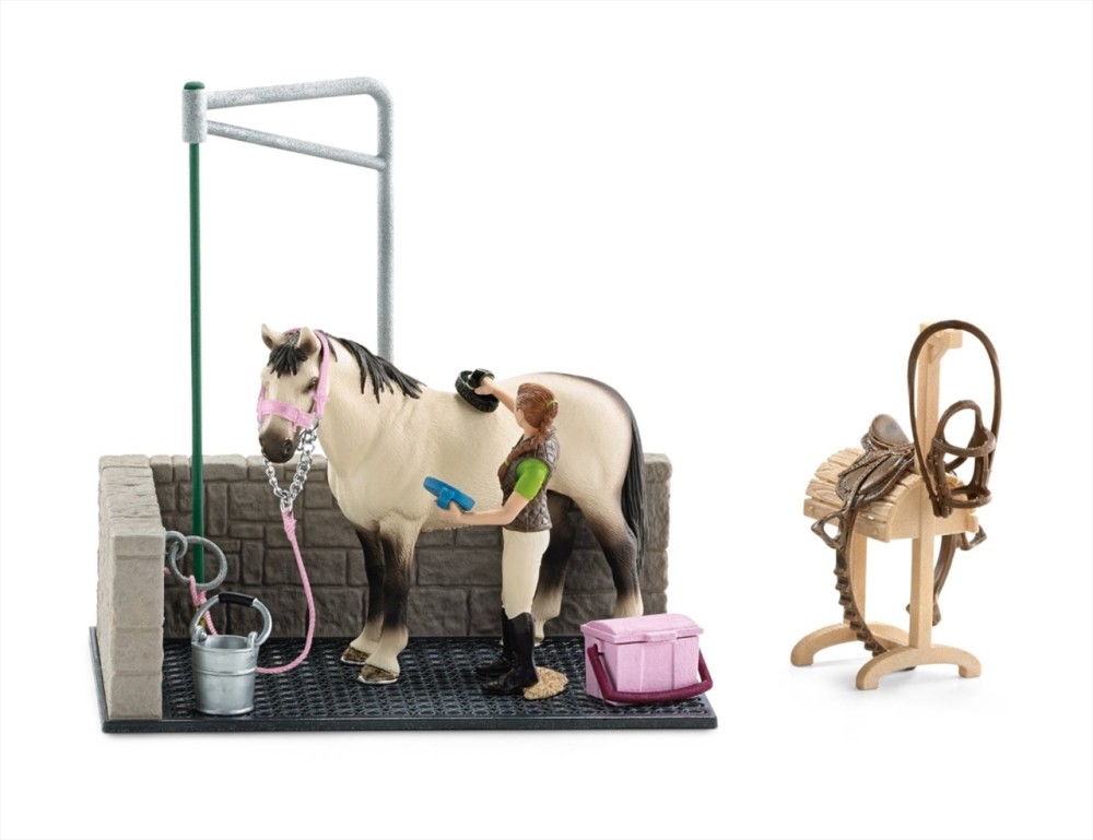 Schleich 42104 Mosóhely, lóval