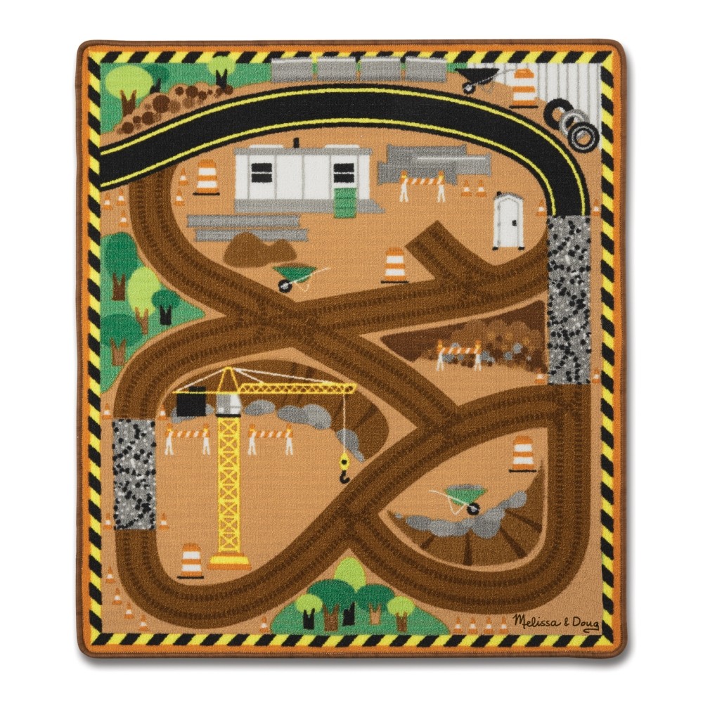 Melissa & Doug Round the Site Construction Truck Rug
