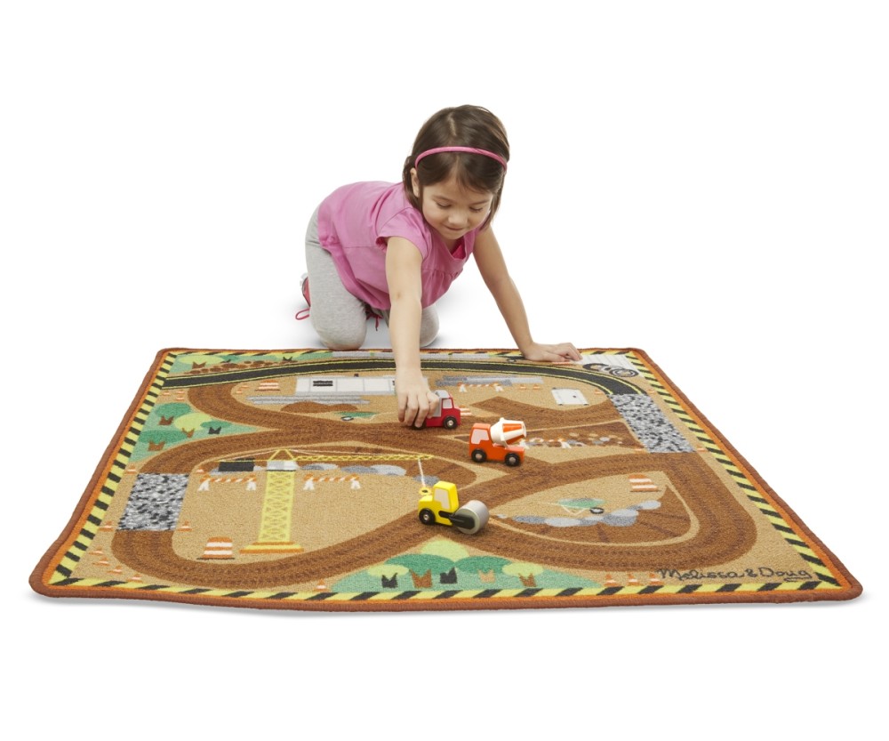Melissa & Doug Round the Site Construction Truck Rug