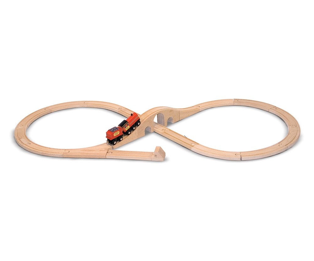 Melissa & Doug Fa vonatok és sínek, Szénszállító vonat 20 db-os sínkészlettel