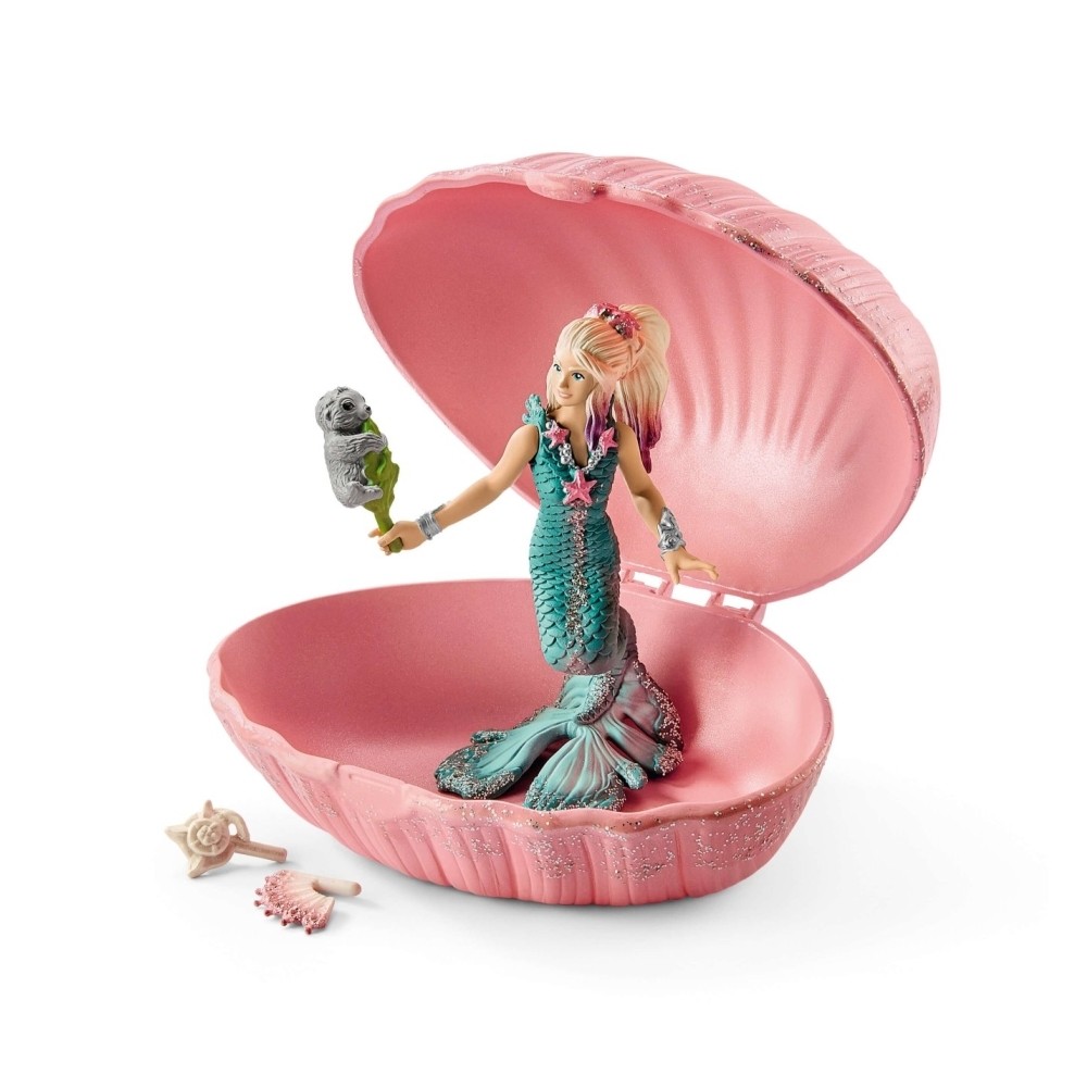 Schleich 70564 Mermaid with baby seal in shell