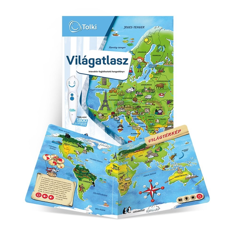 Tolki Interaktív foglalkoztató könyv tollal készletben - Világatlasz