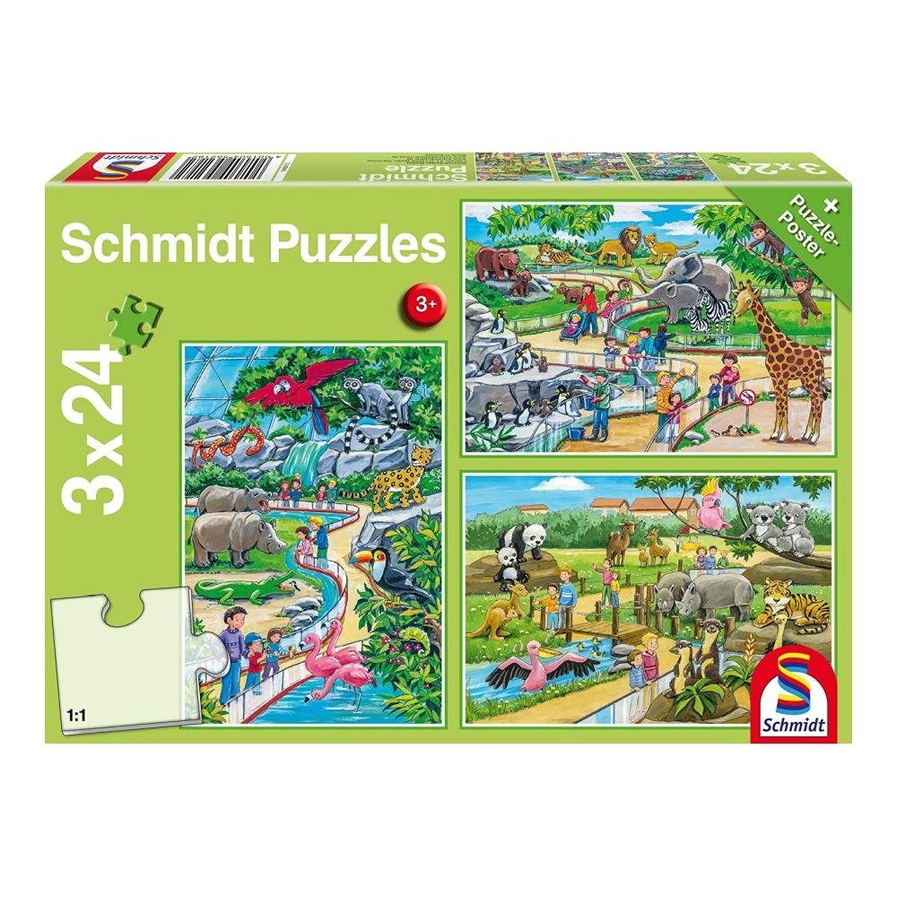 Schmidt Puzzle 3x24 pcs - A Day at the Zoo