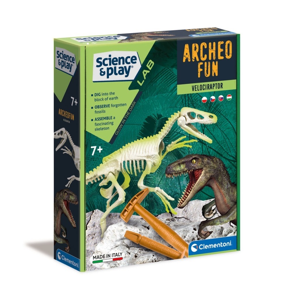 Clementoni Archeofun Velociraptor Glow in the Dark